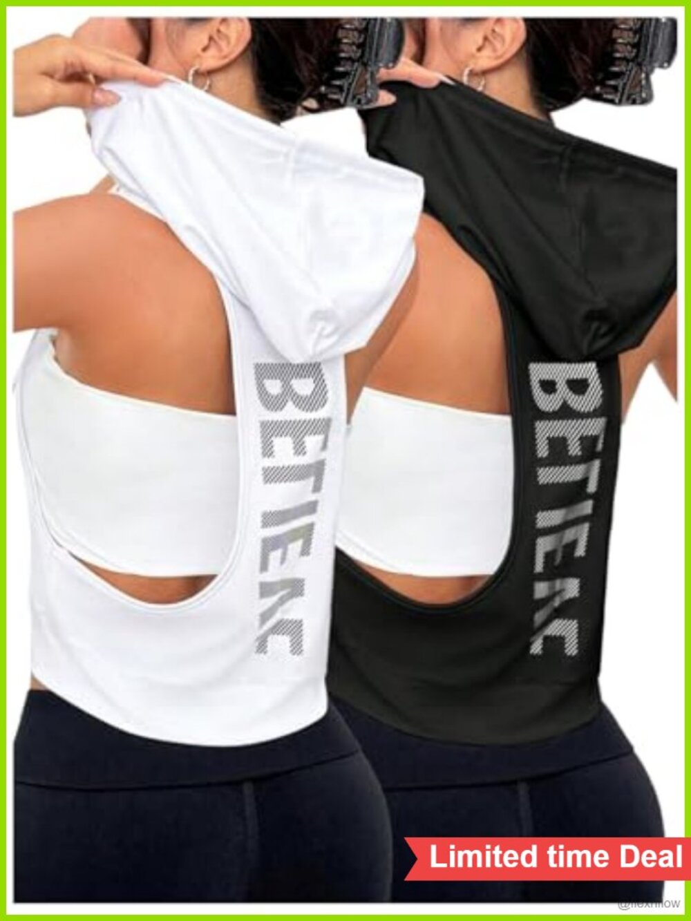 Sleeveless Crop Hooded Tank Top with Pocket Stretchy Workout Athletic Shirt